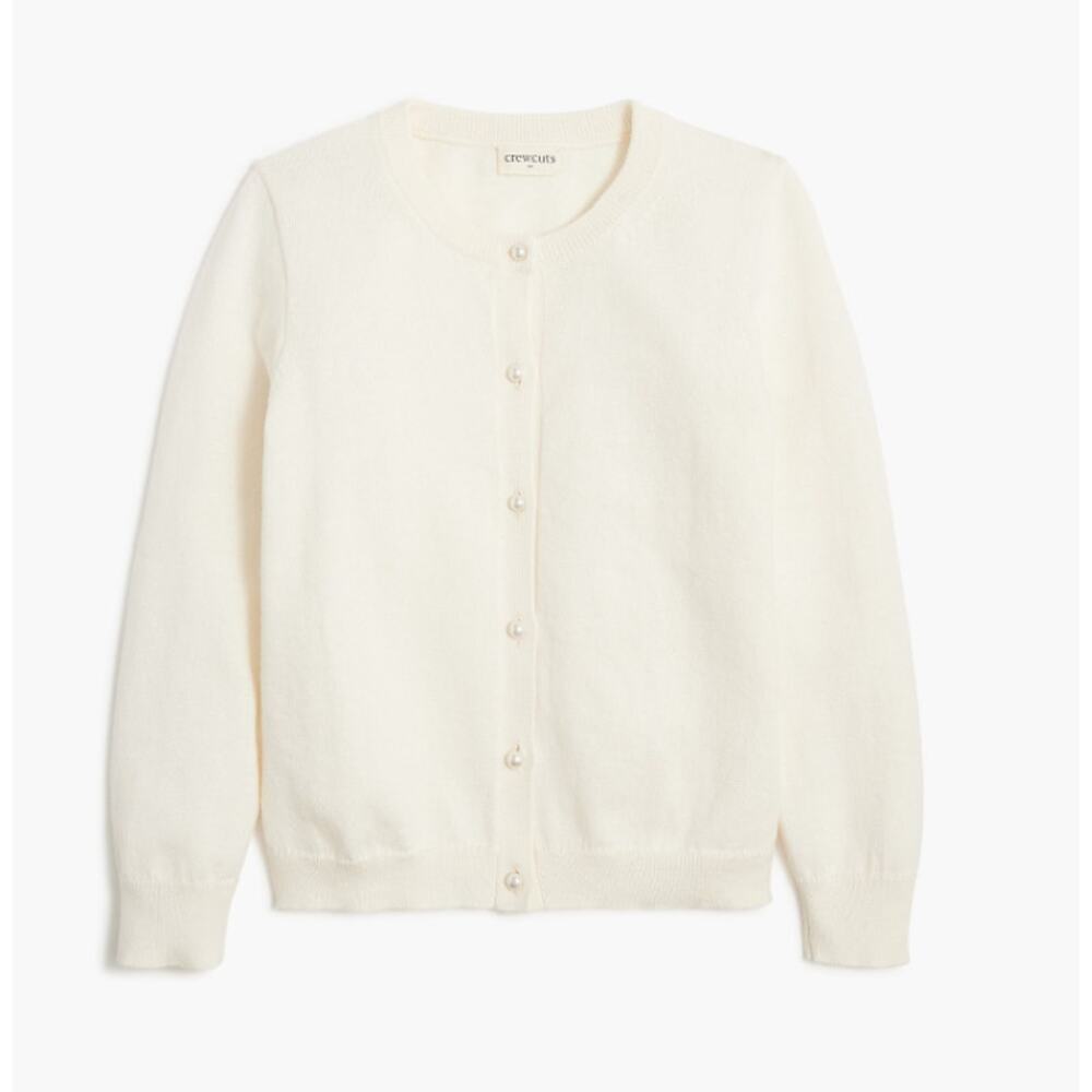 Crewcuts By J.Crew Pearl Button Casey Cardigan Girls XL Cream Crew Neck Sweater